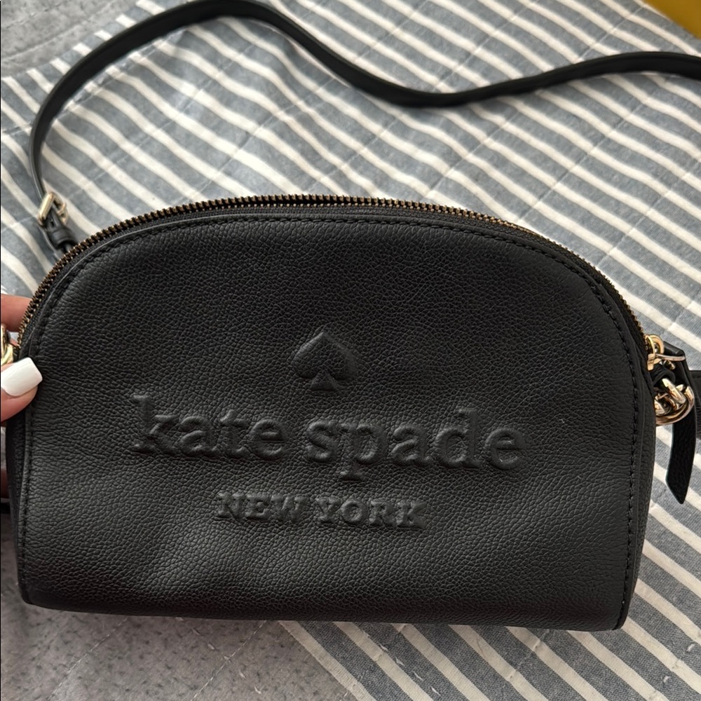 Kate Spade Black Leather Crossbody Bag with Dome Shape